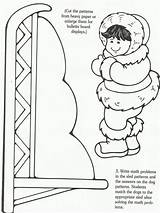 Eskimo Inuit Coloriage Zuidpool Kleurplaten Squish Preschoolactivities Arctic Traineau Sled Noordpool Iditarod Imprimer sketch template