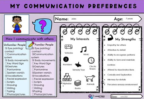communication preferences poster small talk speech therapy