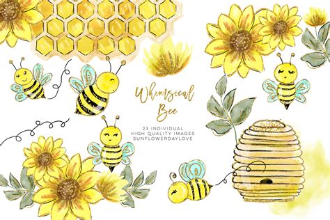 watercolor bee clip art watercolor honey clipart bees clipart set