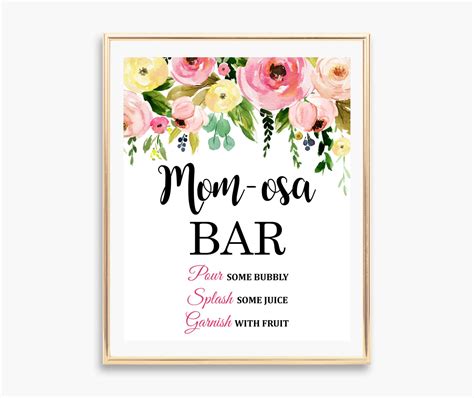momosa bar sign floral mom osa bar sign printable baby etsy