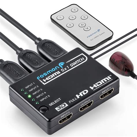 fosmon hd intelligent  port hdmi switch splitter  ir remote