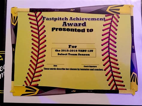 breathtaking fastpitchsoftball awards certificate softball