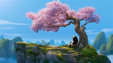 kung fu panda  serene cherry blossom wallpaper hd