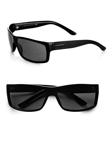 lyst gucci rectangular sunglasses in black for men