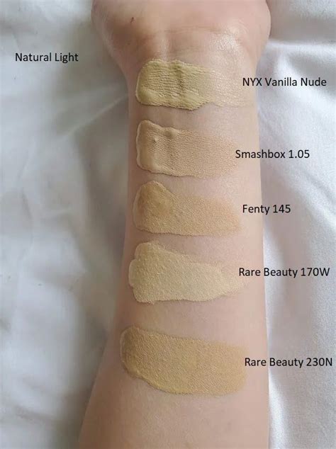 rare beauty    comparison swatches olivemua foundation swatches olive skin