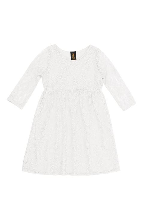 white stretchy lace empire three quarter sleeve mother daughter dress