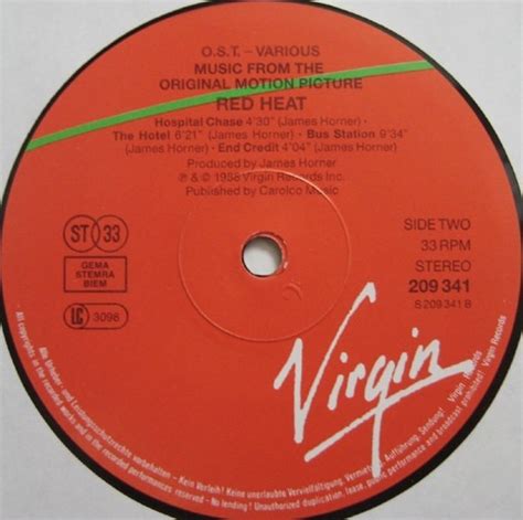 Film Music Site Red Heat Soundtrack James Horner Virgin Records