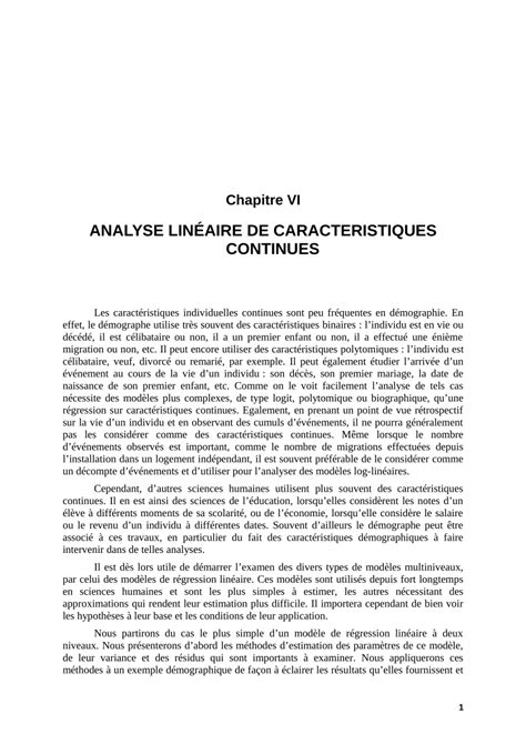 analyse lineaire de caracteristiques continues