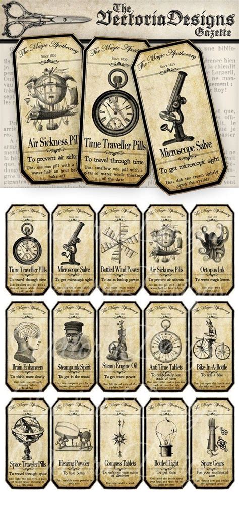 magic steampunk apothecary labels  inspiring collection   steampunk bottle