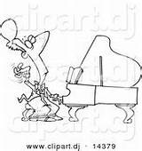 Coloring Outline Cartoon Pianist Fancy Outlines Clipart Royalty Stock sketch template