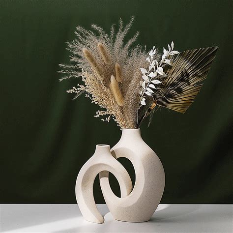 dacostic hollow ceramic vase set    modern home decor white