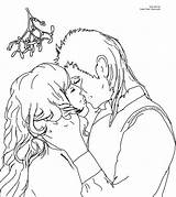 Coloring Pages Mistletoe Kiss Christmas Kissing Under Anime Band Printable Drawing Color Print Lips Template Getdrawings Getcolorings Line Click Own sketch template
