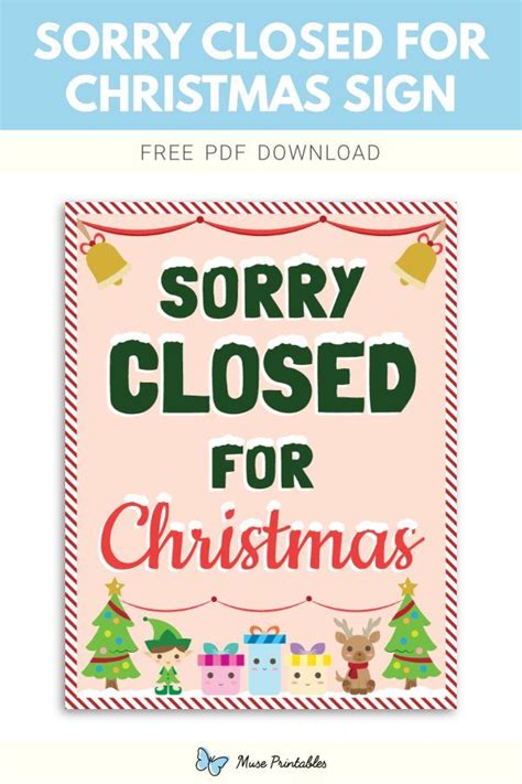 printable  closed  christmas sign template closed