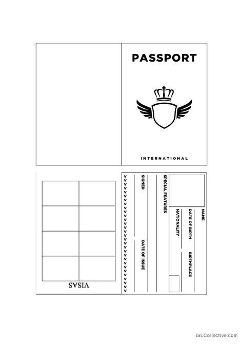 passport template english esl worksheets