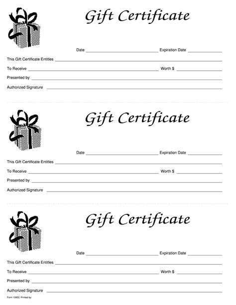gift certificate  form   blank  fill
