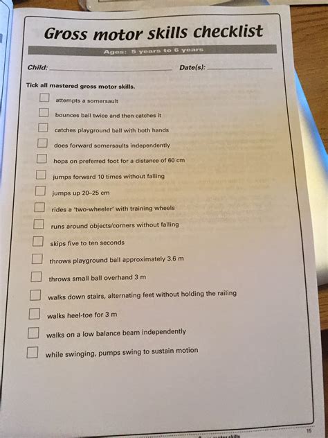 printable gross motor skills checklist printable word searches