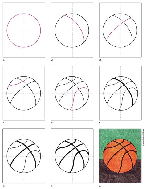 easy   draw  basketball tutorial art projects  kids