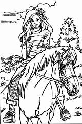 Pages Barbie Horse Riding Princess Coloring Color Online sketch template