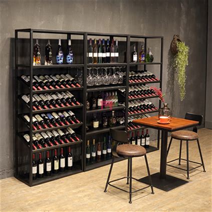 custom size metal material wine rack shelf rustic chic style  restaurant bar