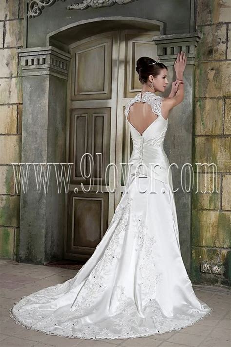 lace keyhole back slim wedding dress style t3342