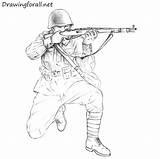 Soldier Drawing Draw Confederate Female Soilder Simple Soviet Pencil Getdrawings Drawn Step sketch template