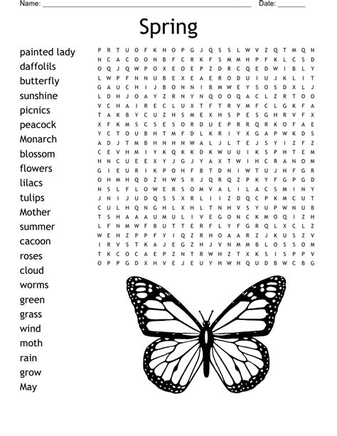 printable spring word search