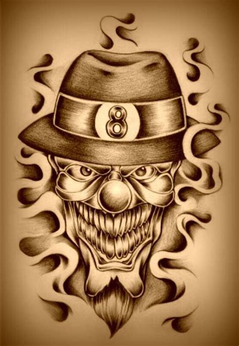 mexicans chicano drawings skulls drawing clown tattoo