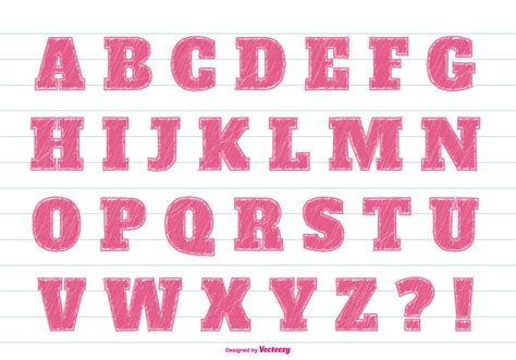 pink marker style alphabet set   vector art stock