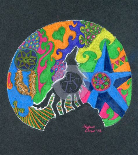 Items Similar To Howl At The Moon A Psychedelic Wolf Pencil Drawing