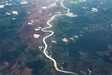 aerial view  flowing river stock image image  grass background