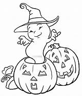 Coloring Ghost Pages Kids Printable Halloween Color sketch template