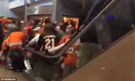 Philadelphia Flyers Fans Thrown From Escalator When It Malfunctions