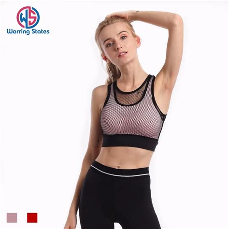 warring states women breathable mesh sports bras shockproof padded