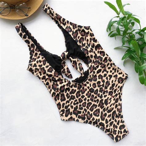 womail women s bikini leopard one piece swimsuit knotted pushups filled