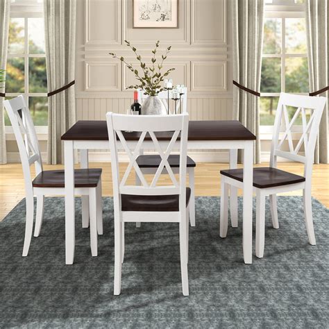 piece dining table set modern kitchen table sets  dining chairs   white heavy duty