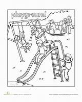 Coloring Pages Playground Worksheets Preschool Kids Places Worksheet Para Printable Colorear Education Colouring Clipart Equipment Sheets Color School Drawing Kindergarten sketch template