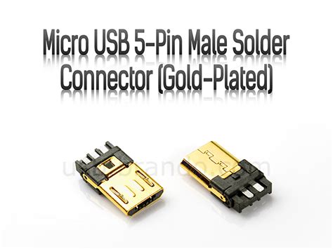 micro usb  pin male solder connector gold plated