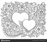 Fiori Mandalas Cuori Cora Stampare Lusso Mandala Colorir Valentine Corazon Istockphoto sketch template