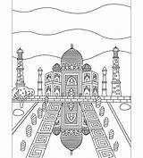 Taj Mahal Adults Colorish Coloringpage sketch template