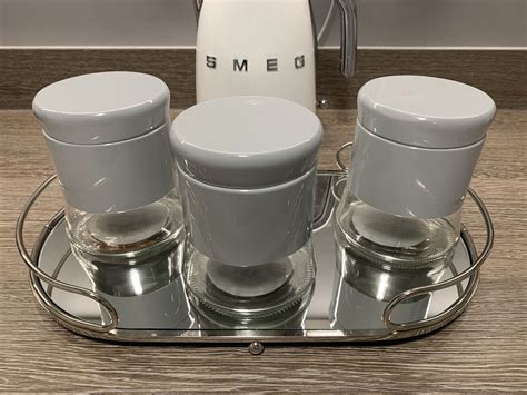 grey tea coffee sugar kitchen canister set