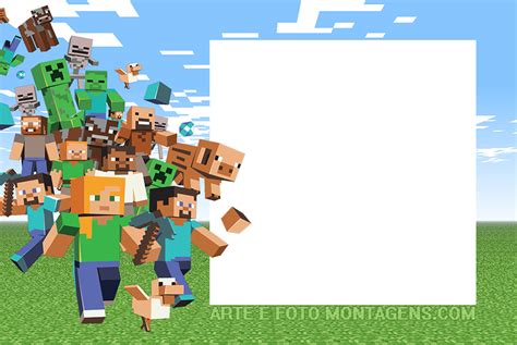 Moldura Craft Minecraft Birthday Party Invite 898x602 Png Download