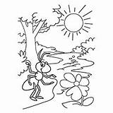 Ants Coloring Pages Tree Sun Ant Toddler Based Theme Will sketch template