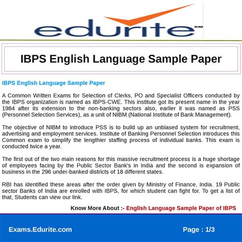 ibps english language sample paper  exam eduriteteam issuu