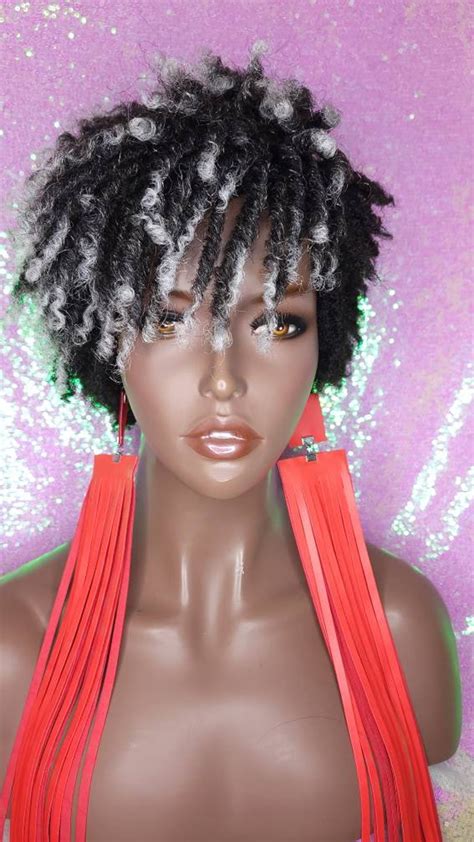 Wig Gray Hair Dreadlocks Afrocentric Short Afro Kinky Coily Etsy