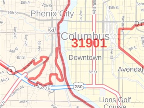 Columbus Georgia Zip Code Map