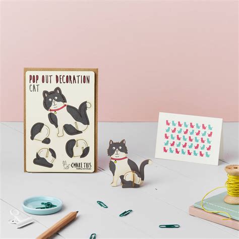 pop  black  white cat greeting card   pop  card company