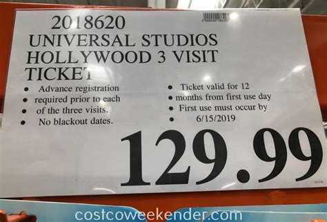 universal studios hollywood  visit ticket costco weekender