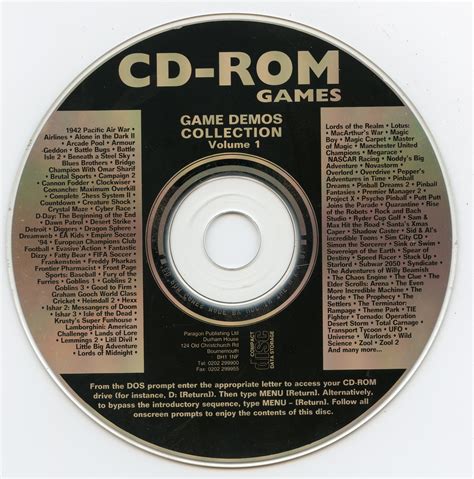 cd rom games game demos collection volume  paragon publishing
