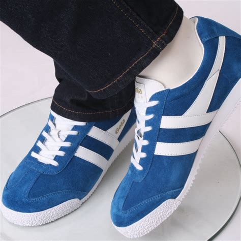 Gola Harrier Classic Suede Lace Up Trainer Sea Blue