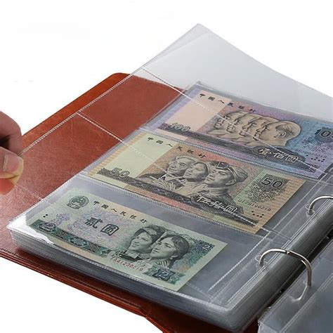 pcs money banknote paper money album page collecting holder sleeves  slot loose leaf sheet